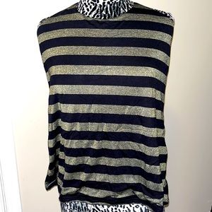 SEXY City Chic Striped Halter Top - Black & Gold Shimmer - plus size 16 NWT